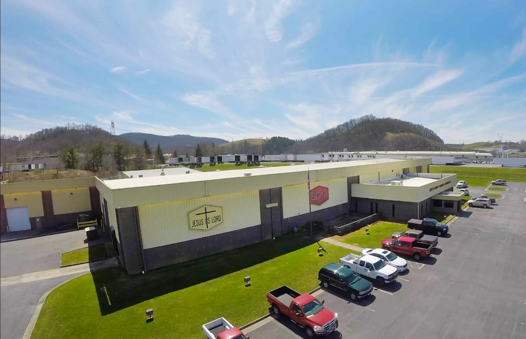 Aerial view of the Smyth County Machine facility in Atkins, Virginia